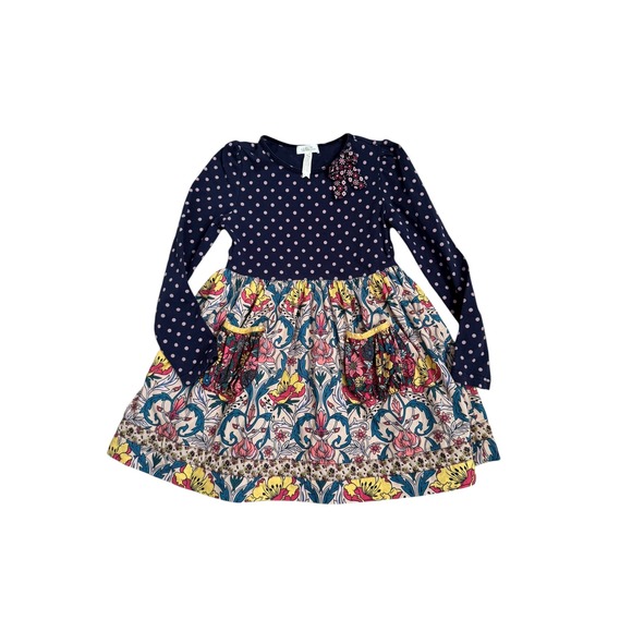 Matilda Jane Friends Forever Rowan Dress Floral Polka Dot Long Sleeve Girls 6 - Picture 1 of 8